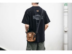 Summer Heavyweight 240g Pure Cotton Japanese Retro Short Sleeve Mens T-Shirt Loose Versatile Body Shirt Casual Breathable Print