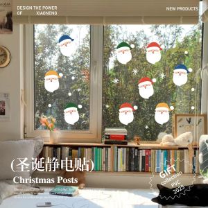 Modern Minimalist Christmas New Year Decorative Window Flowers Static Adhesive Glass Door Stickers Festive Atmosphere Decals