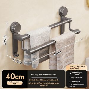 WUBUWEI | Giá Đỡ Khăn Double Rod Bằng Hút Dán Phòng Tắm