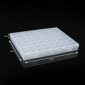 1Pcs 56 Grids Diamond Art Bead Organizer Box Compact & Portable Clear Plastic Case for Jewelry & Gems Storage and Organizing