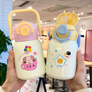 Cute Girl Childrens Thermal Cup Handheld Water Bottle Kindergarten School Specialty Cup Stainless Steel PP Food Grade Material