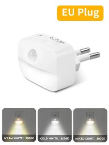 Motion Sensor LED Under Cabinet Light US EU Plug Night Lamp Kitchen Bedroom Hallway Stairs Cupboard Closet 3 Colors Dimmable