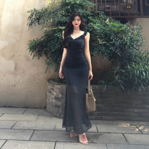 CHANGTONG | Retro Style V-Neck Floral Tea Party Strap Dress