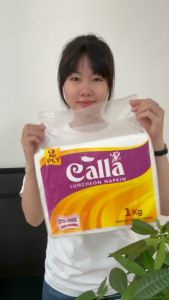 Khăn ăn Napkin Calla 2 lớpx1Kg khổ 24cm x 24cm mềm không mủn không tẩy trắng nguyên liệu giấy ngoại