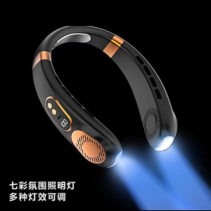 Quạt tích điện đeo cổ 5 tốc độ pin 4000mAh Mini Đeo Cổ Không Ồn Đa Năng Hiển quạt quàng cổ không cánhcó đèn chiếu sáng