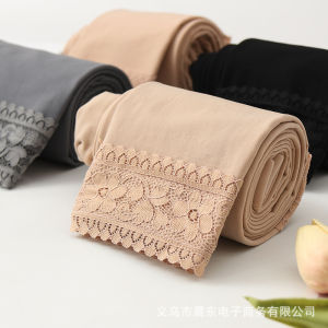 High Waist Lace Trimed Dragon Claw Fur Womens Thermal Leggings Autumn Winter Warm Pants Slimming Effect Nine Points Trousers