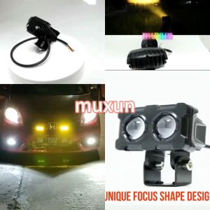 Lampu Tembak Laser Original Led Foglamp SQL OWL 3 Mata 2 Warna 45W / 2 Mata 2 Warna lampu tembak Laser Gun Putih Kuning 2 Warna Waterproof cr7