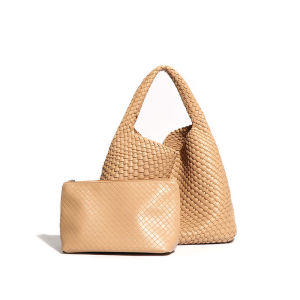 BYUELUN | Large Capacity Woven Soft Leather Lazy Style Tote Handbag