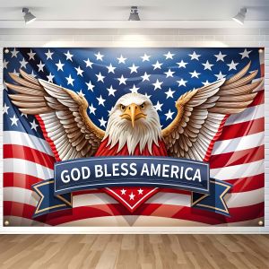 VIKAMA God Bless America Eagle Tapestry Living Room Decoration Independence Day Party/Patriotic Main Room Decoration