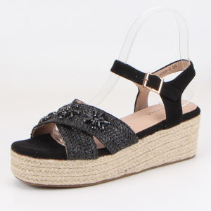 Waterproof Platform Rope Edge Sandals Cross Buckle Roman Shoes Low Cut Breathable Uppers Sparkling Rhinestones Fashionable Flats