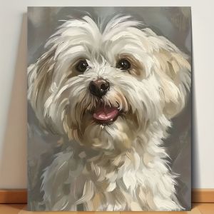 Painting By Numbers BLong-Haired Puppy Adult Oil Kit DIY Acrylic Paint Canva Artwork Canva Art Gift Home Decoration