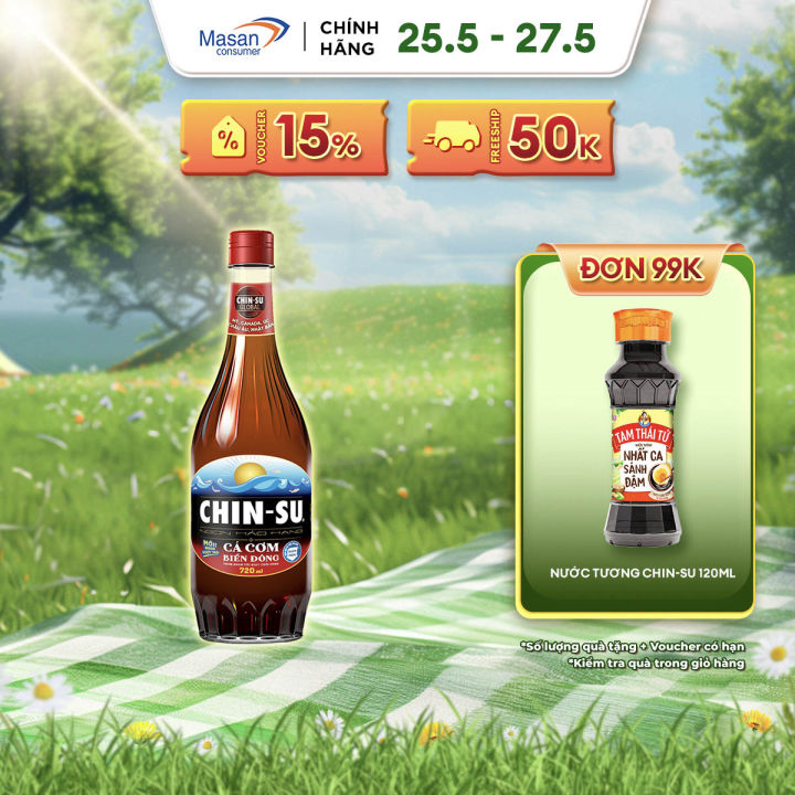 [25-27.5 Voucher 18% CHO ĐƠN TỪ 199k]Nước Mắm CHIN-SU Cá Cơm Biển Đông Chai 720ml