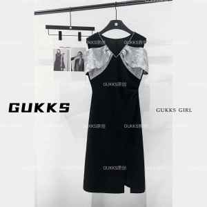 ชุดเดรสยาวคลุมเข่าสไตล์ใหม่สำหรับผู้หญิงในช่วงฤดูร้อน ดีไซน์เรียบง่าย ประดับเพชร กระโปรงทรงเอ แขนสั้น คอตั้ง