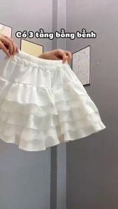 Chân Váy Hai Tầng Viền Bèo Chất Vải Xốp Xinh CV3