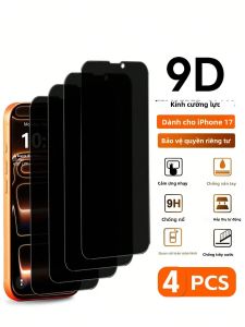 Bộ 4 Miếng Dán Màn Hình Kính Cường Lực Chống Nhìn Trộm Cho iPhone 17/16/15/14/13 Pro Max Tương Thích Nhiều Mẫu Chống Gián Điệp Chống Trầy Xước Chống Vân Tay