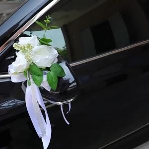 MagiDeal | Wedding Car Bouquet Romantic Wedding Car Flower Set Ceremonial Vehicle Floral Artificial Flowers Heart Shaped Car Flower Decor