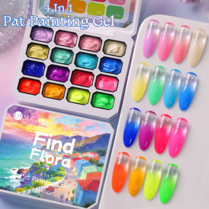 UR SUGAR 4 in 1 16 Colors Pat Painting Gel For Gradient  Stamping Drawing Pattern UV/LED  Gradient Patting Gel Palette