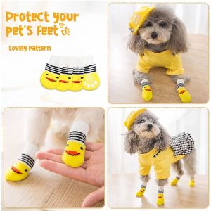Dog Socks Cute Cartoon Anti Slip Skid Pet Shoes Socks 4Pcs Soft Breathable Paw Protector for Small Puppy Cat Dogs