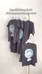 Kaos Couple Family Warna Abu Tua Lengan Panjang dan Pendek Muslim Series