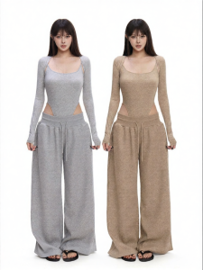 withmin | Bộ Áo Cardigan & Quần Culottes Đa Năng Màu Xám Mới Xuất Bản Mùa Xuân