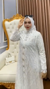 Gamis Outer Terbaru Viral Zallia Dres Ceruty Babydoll Mix Brukat Aplikasi Payet M L XL XXL 3XL Dress Jumbo Kondangan Wanita Elegan Baju Muslimah Remaja Kekinian Ootd Fashion Muslim Seragaman Pengajian Warna Putih Mocca Milo Army Hitam Blue