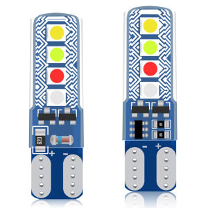 10PCS T10 194 168 W5W LED Bulb RGB 3030 8SMD License Plate Lights Signal Lamp Reading Light Silica Gel Multi Color Strobe Flash