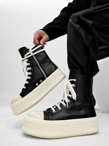 American Style High Top Thick Bottom Martin Boots Mens Trendy High Street Zipper Heightening Motorcycle Derby Boots Couple Platform Martin Boots