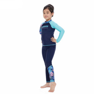 3-16 Y Kids Swimwear 3 In 1 Set Swimming Suit for Kids Girls 3 Pieces Set Swimming Outfit for Girls Teens Rash Guard Deep Children Swimsuit Blue Patchwork