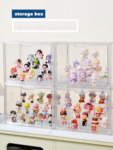 Popmart Display Box DIY Acrylic Display Case Labubu Popmart Storage Box Blind Box Display Stand Removeable Ladder