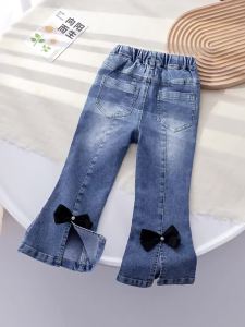 Infant Toddler Girls New Bell-bottom Jeans Bowknot Outerwear Pants