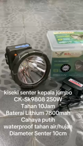 Kiseki Senter Kepala CK-SK9808 Cahaya Putih 250Watt Tahan 10Jam Baterai 7800mAH