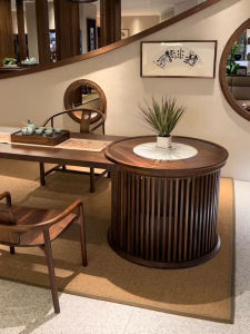 New Chinese Style Black Walnut Wood Tea Table Chair Set Simple Zen Dry Puff Tea Table for Tea Room Home Furniture