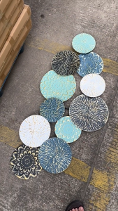 120x60cm Light Luxury Fashion Wall Decoration Iron Art round Wall Hanging Decoration Sofa Background Wall Decoration Porch Living Room Wall Hanging