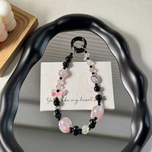 Luxury Crystal Beaded Mobile Phone Chain Alloy Car Keychain Handbag Decorations Elegant Starry Sky Design Creative Gift