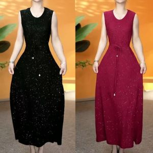 90kg fat girl can wear middle age mom sundress filipinina modern walang manggas dresses women ceremonial dress korean style sleeveless long dresses