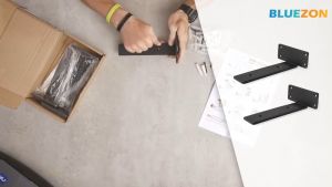 Bộ 2 giá đỡ kệ dấu chân chữ T BLUEZON pát sắt đỡ kệ gỗ treo tường decor trang trí