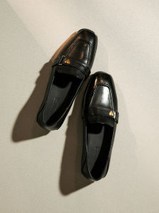 Love Pattern Genuine Leather Slip-On Womens Shoes Medium Heel Spring 2025 Fashion Sweet Style Pig Skin Lined round Toe