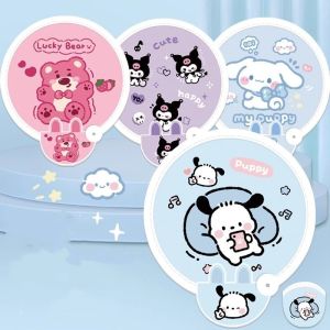 Anime Sanrio Series Folding Fan Cute Hello Kitty Portable Cat Tail Fan Kuromi Cinnamoroll Pochacco Summer Mini Fan Boy and Girl Gift