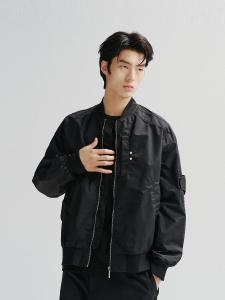 Peacebird Mens Pilot Jacket Loose Fit Baseball Style Trendy American Retro Spring Autumn Outerwear Nylon Fiber Zipper Closure