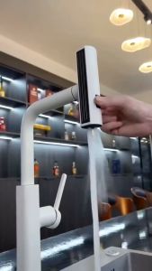 Hàng hót Giá siêu rẻ Vòi rửa chén nóng lạnh đồng mạ sứ trắng KENISI đa năng vòi xả nóng lạnh bồn rửa chén với 3 chế độ xả nước