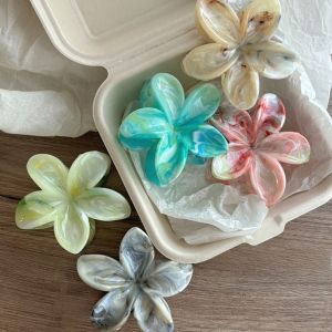 Elegant Hair Claw Clip for Women Flower Gradient Shark Bite Back of Head Hair Accessories Photography Props Fashionable Hairpins