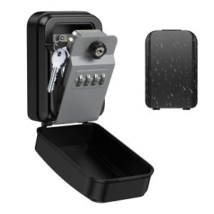 Brifit Key Lock Box with 4 Digit Combination and Spare Key Sturdy Key Safe Box Wall Mounted Outdoor Indoor Weatherproof Key Storage Box for Home Office Garage School Factory
