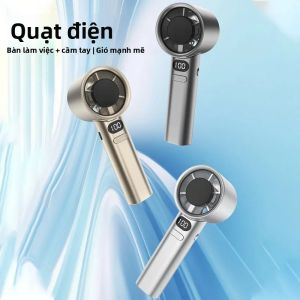 Quạt Cầm Tay Di Động Có Thể Sạc Lại Qua USB Với Màn Hình Kỹ Thuật Số Máy Làm Mát Không Khí Điện Mini Cho Cắm Trại Ngoài Trời Quạt Làm Mát Du Lịch