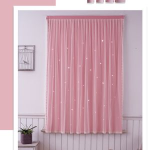 ม่าน ผ้าม่าน ผ้าม่านหน้าต่าง 2 ชั้น ผ้าม่านตีนตุ๊กแก ผ้าม่านกันแสง ลายดาว บานประตูหน้าต่าง