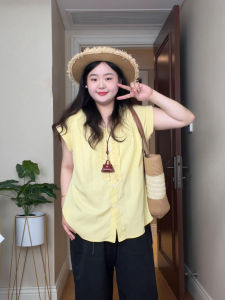 plus Size Casual Shirt Womens V-neck Wood Grain Ruffle Design Summer New Style Slimming Short Sleeve Top Korean Style Loose Fit