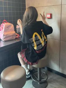 Country Trendy American High Street McDonalds Short Sleeve T-Shirt Baby Boy and Girl Summer Ins Loose Couple Stylish Niche Top