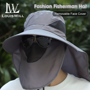 LouisWill Mens Sun Hat Fashion Fisherman Hat Summer Sun Protection Hat Outdoor Hiking Hat Anti-UV Hats Quick Dry Fisherman Cap Visor Hat With Removable Face Cover Windproof Strap Sports For Hiking Climbing Fishing