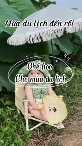 Ghế ăn dặm Hoo Booster thêu hình phong cách Hàn Quốc cho bé đi du lịch có thể gấp gọn