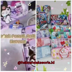 TEMPAT PENSIL RESLETING KARAKTER / KOTAK PENSIL ANAK / PERALATAN SEKOLAH ANAK / PENCIL CASE / KOTAK PENSIL JELLY KARAKTER KUROMI / TEMPAT PENSIL KARAKTER MARVEL / PCK8384