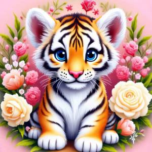 Huacan Diamond Painting Tiger Leopard Animal Mosaic Handmade Embroidery Rose Flower Full Square Round Drill Home Decor